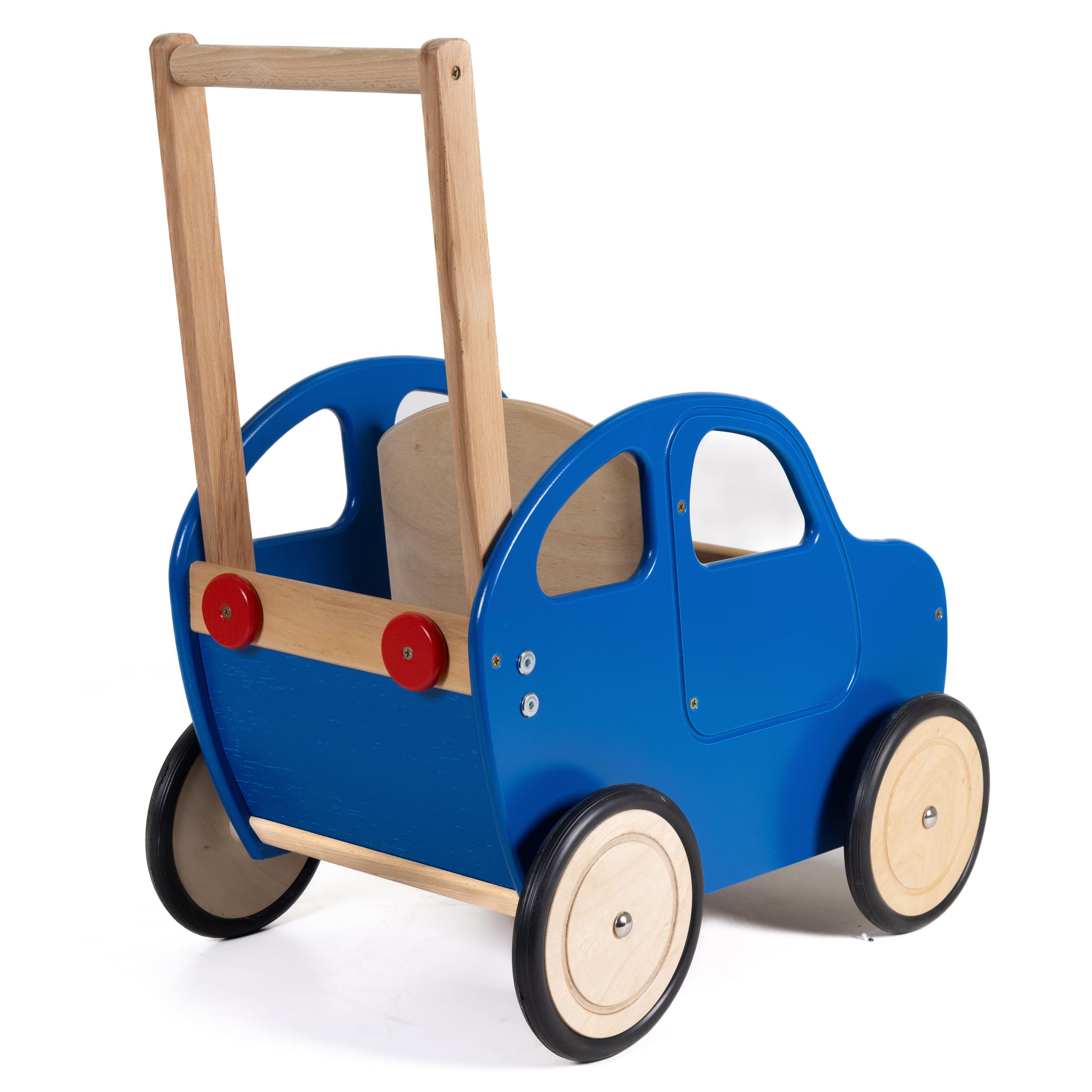 Lauflernwagen Holz Auto Baby Laufwagen Griff höhenverstellbar Farbe Auswahl (Blau)