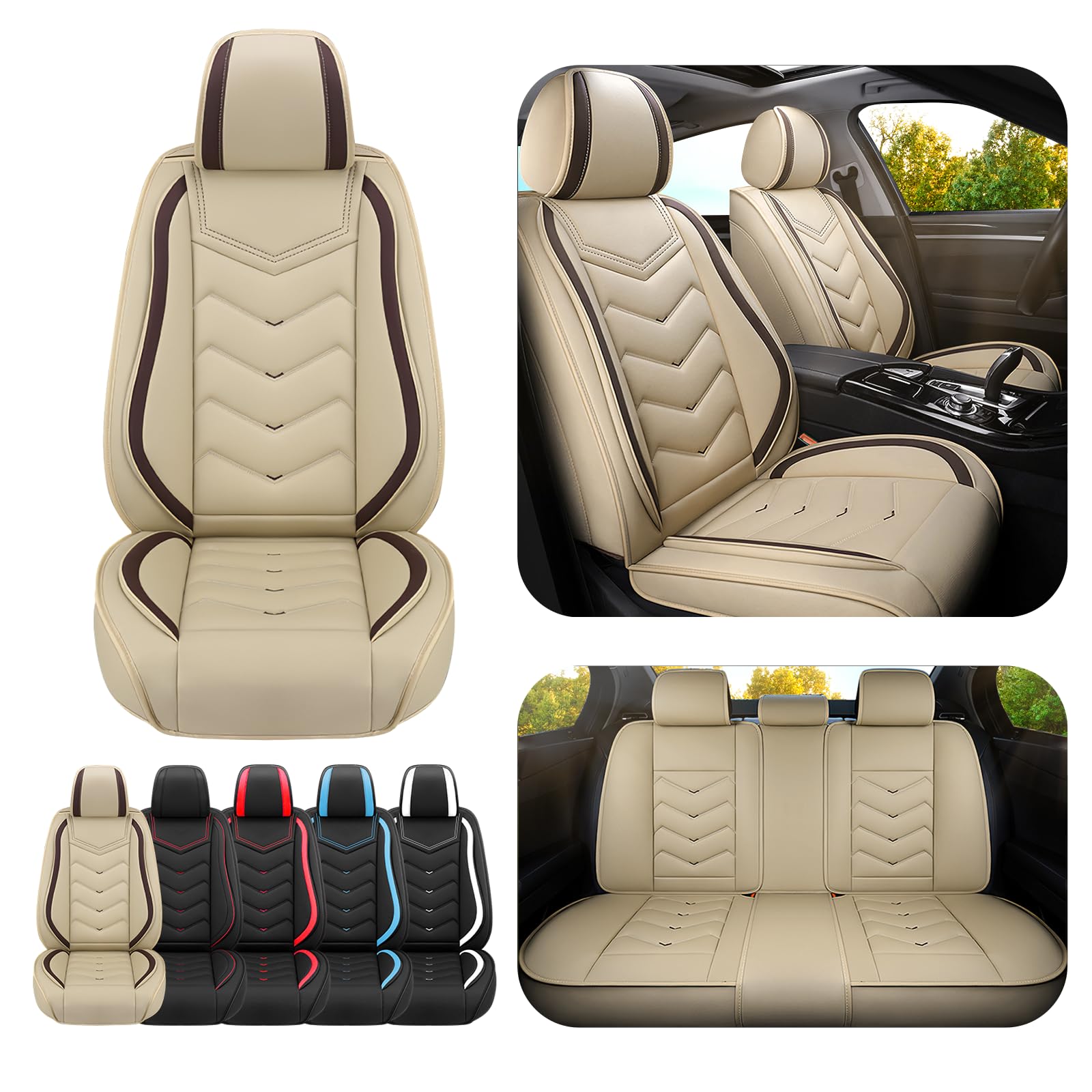 ADERN Car Seat Covers for Nissan Rogue 2008-2026, Premium Nappa Leather Car Seat Cover, Stylish Sport Seat Covers， Automobile Seat Cover Sets.(