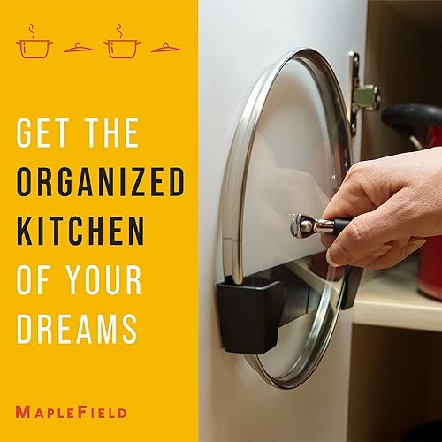 Miniatura 3 de Maplefield Organizadores de pared para tapas de ollas, clips adhesivos para tapas de ollas, mantiene tus armarios organizados, incluye dos tamaños