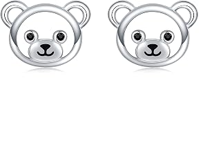 Teddybear earring Cute Small 925 Sterling silver litter Kawaii Bear Earrings for Women girls penda Animal Stud Earrings Jewelry Gift