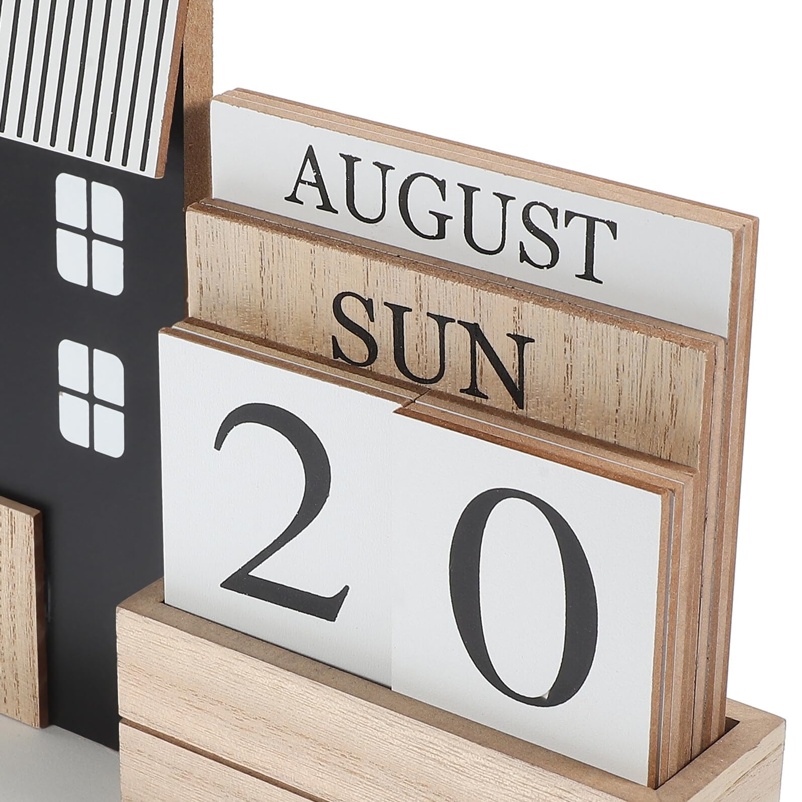 Veemoon Calendario de Escritorio de Madera Calendario Decorativo para Mesa Cambio de Página para Oficina o Hogar