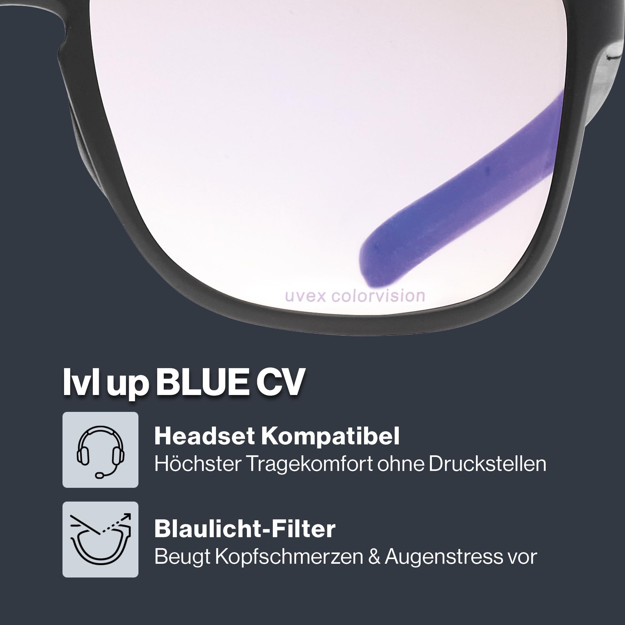 Uvex lvl up BLUE CV Gaming Brille, black matt/yellow, one size