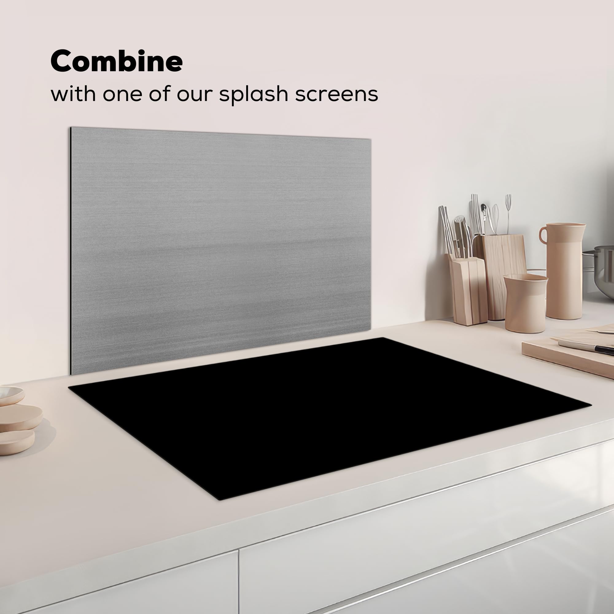 KitchenYeah© Cubre Vitrocerámica - Protector Vitroceramica Induccion 81x52 cm - Tapa Vitroceramica - Protector de Vitroceramica Negro - Patrones - Interior - Sólido - Negro - Oscuro — view 7