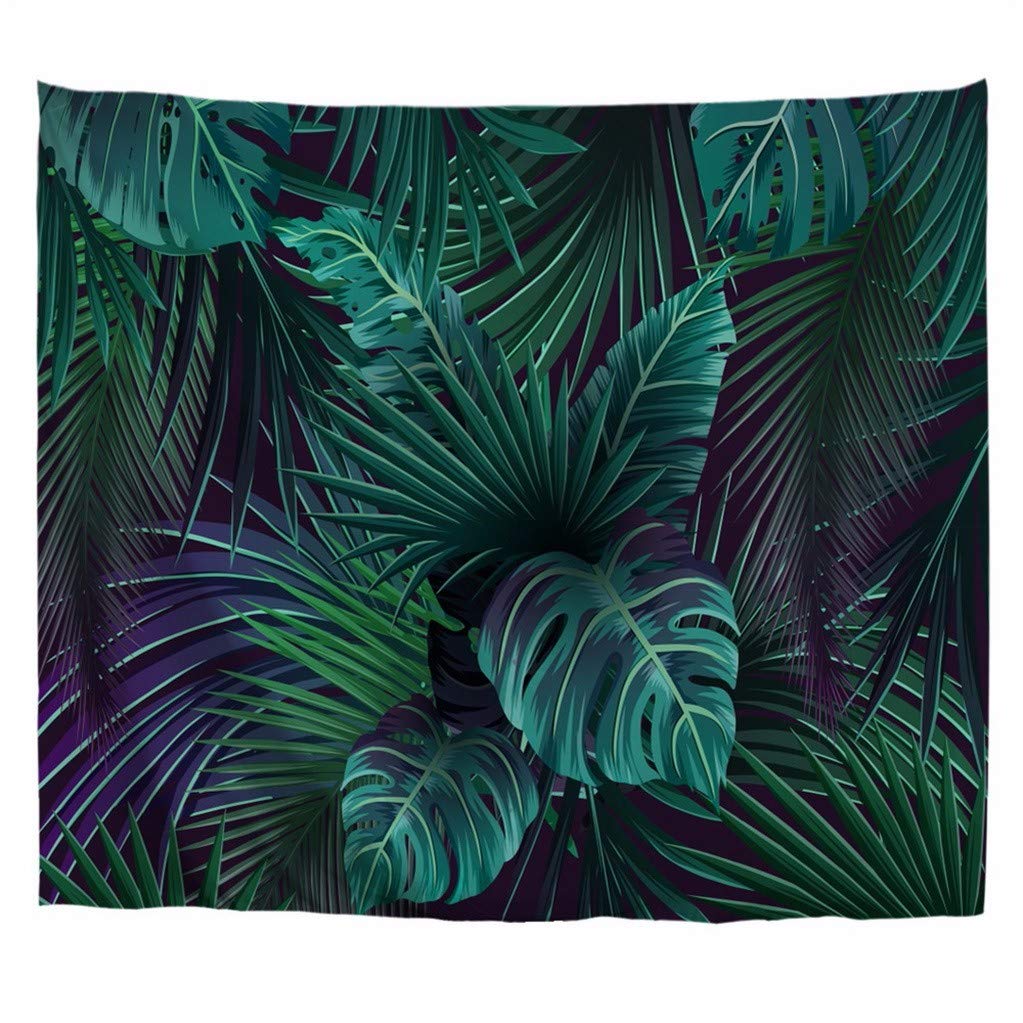 Tenture murale plante exotique et grand rideau en tissu imprimé palmier vert