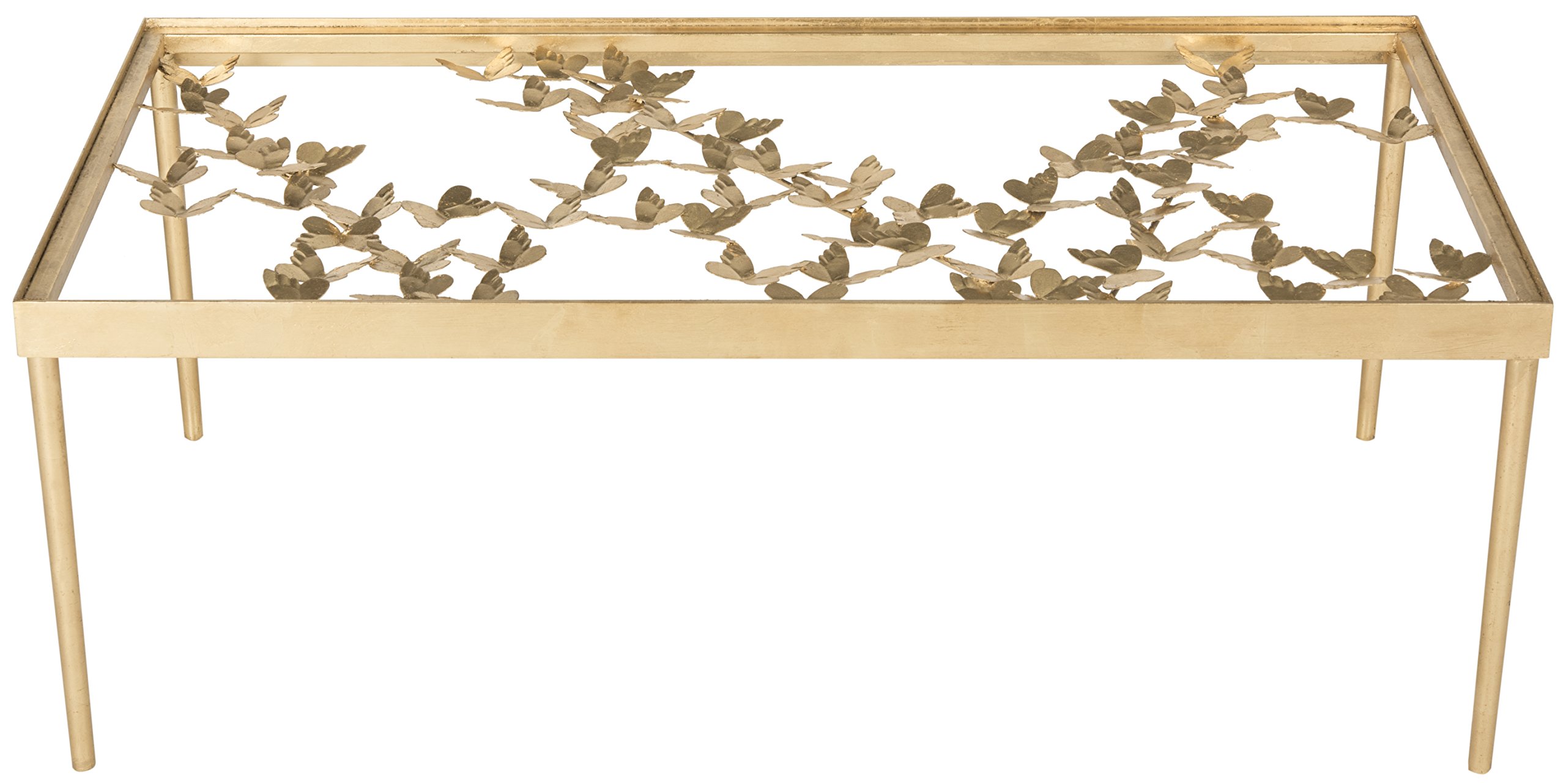 Safavieh FOX2589A Home Collection Rosalia Butterfly Coffee Table Antique Gold