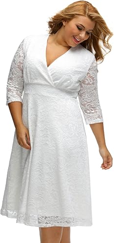 Miniatura 3 de Vestido de fiesta de boda formal de encaje elegante para mujer, talla grande