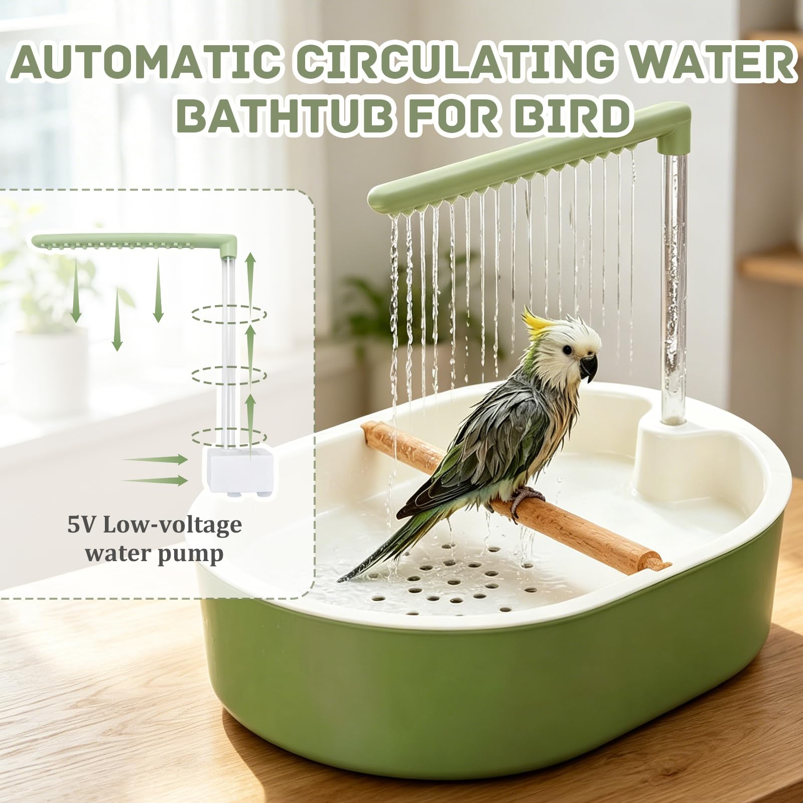 Byffoer Bird Badehaus Badewanne,Vogeldusche Wellenperitich Wellenperitich Dusche,Automatic-Haustier-Vogeltränke,Multifunktionaler Vogeldusche,Vogelbadewanne,für Periquitos