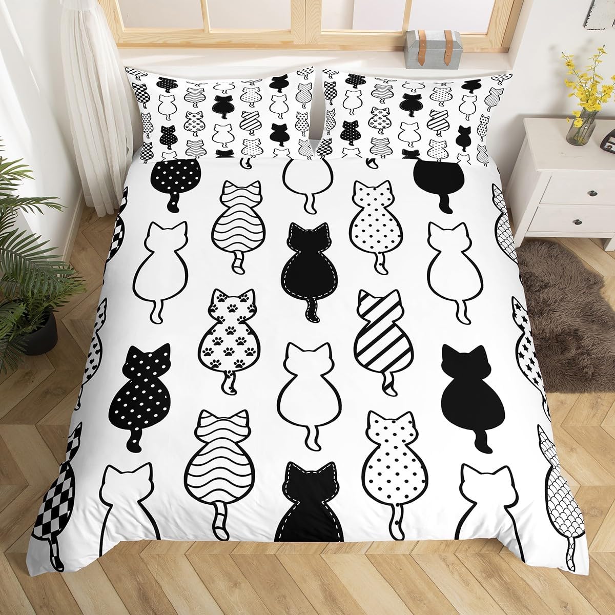 Erosebridal Kids Dog Duvet Cover King Size, Cute Pet Animals Print Bedding Set for Boys Girls Adults, Cartoon Puppy Themed Duvet Cover Set, Kawaii Dog Paw Pattern Bed Sets, White, 2 Pillowcases