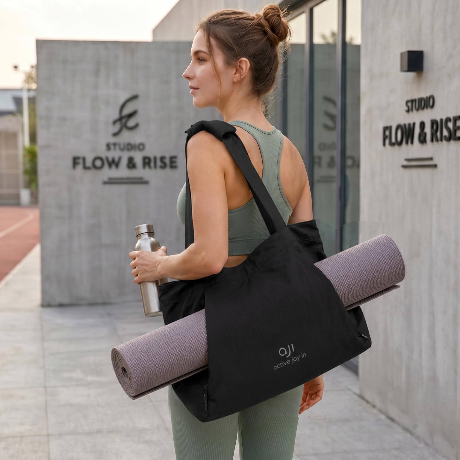 aji Yogatasche, Yoga Tasche mit Nass- und Trockenaufbewahrungstasche und Vielen Fächern, Yogamatte Tasche Leicht für Damen Gym Shopper Sport