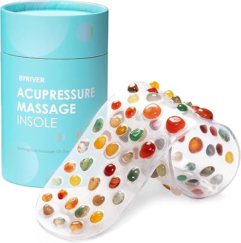 BYRIVER Plantilla de masaje de acupuntura para hombres y mujeres, herramientas de reflexología para pies, masajeador portátil de pies de viaje,