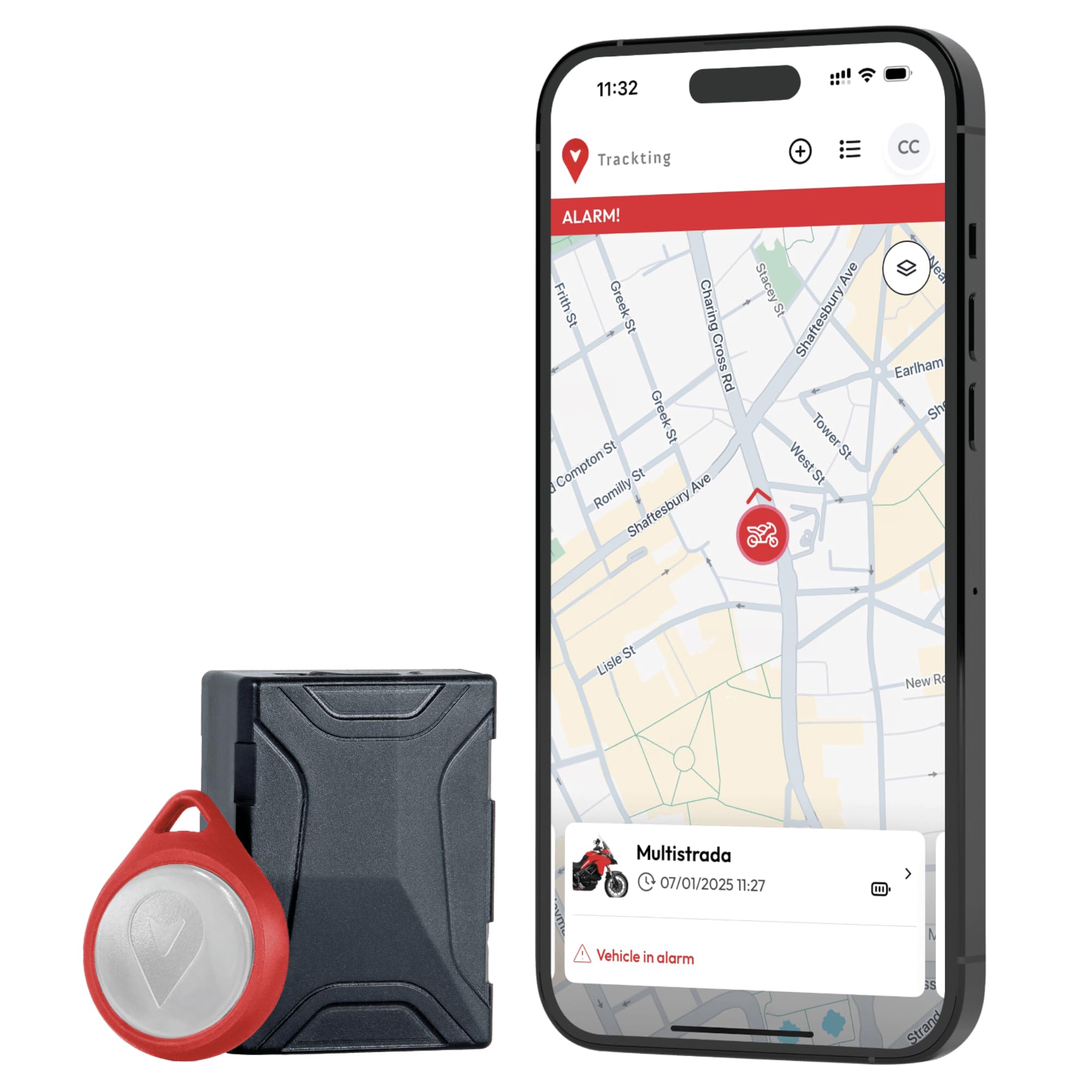 Trackting ONE – Anti-Diebstahl GPS Gerät für Auto & Motorrad | GPS Tracker für Autos, Motorräder, Fahrzeuge | integrierte SIM (4G/2G) – ABO erforderlich | Keine Verkabelung, Lange Batterielaufzeit