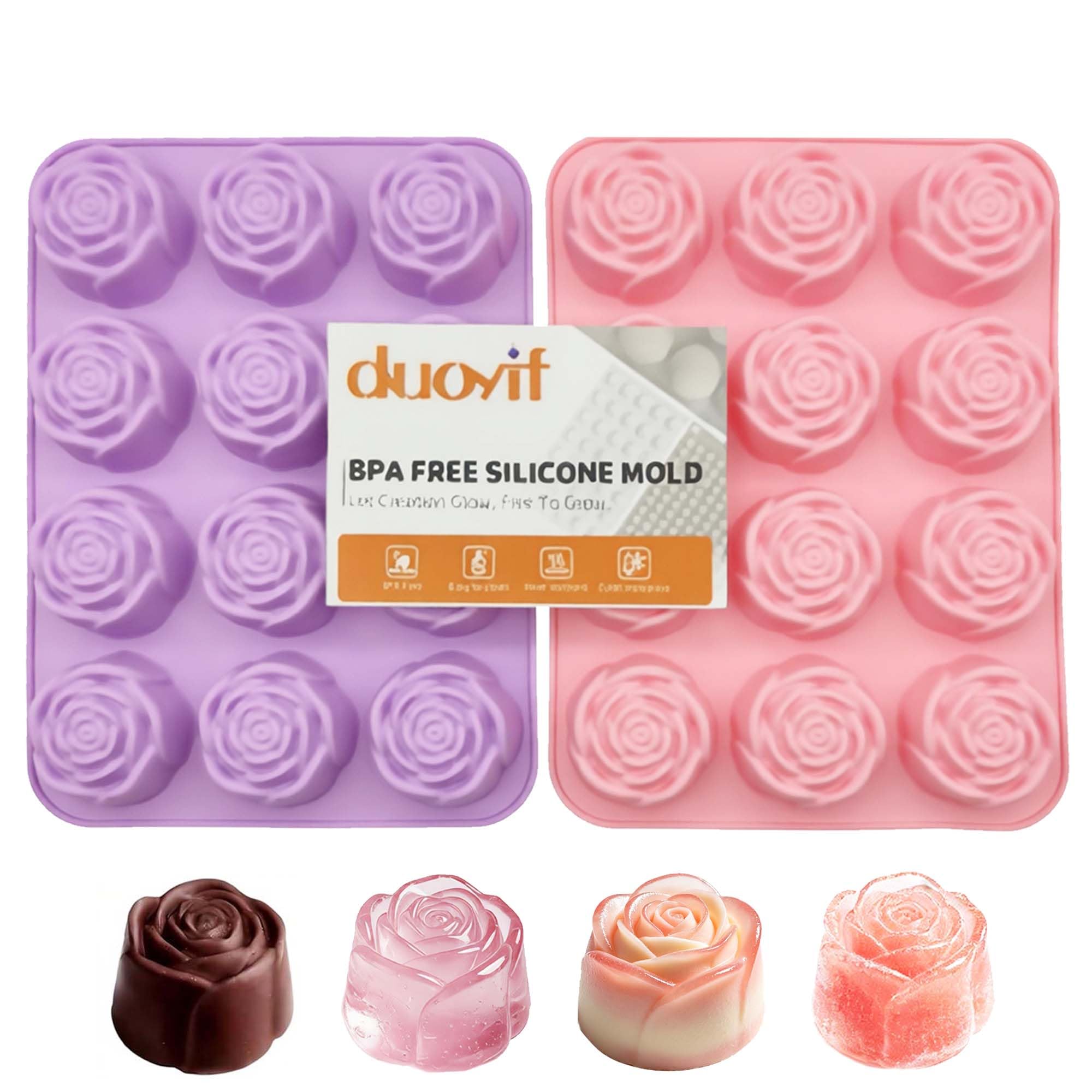 Moule silicone roses duoyif 12 cavités pour glaçons mousse et praline