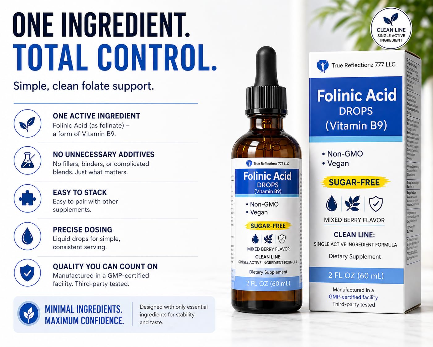 Folinic Acid Drops Kids & Adults - 500mcg Vitamin B9 Liquid Kids 60 mL | Methylation Support Supplement | Bioavailable Folate | Sugar Free, Non-GMO, Vegan | Gentle Methylation — Amazon image 7