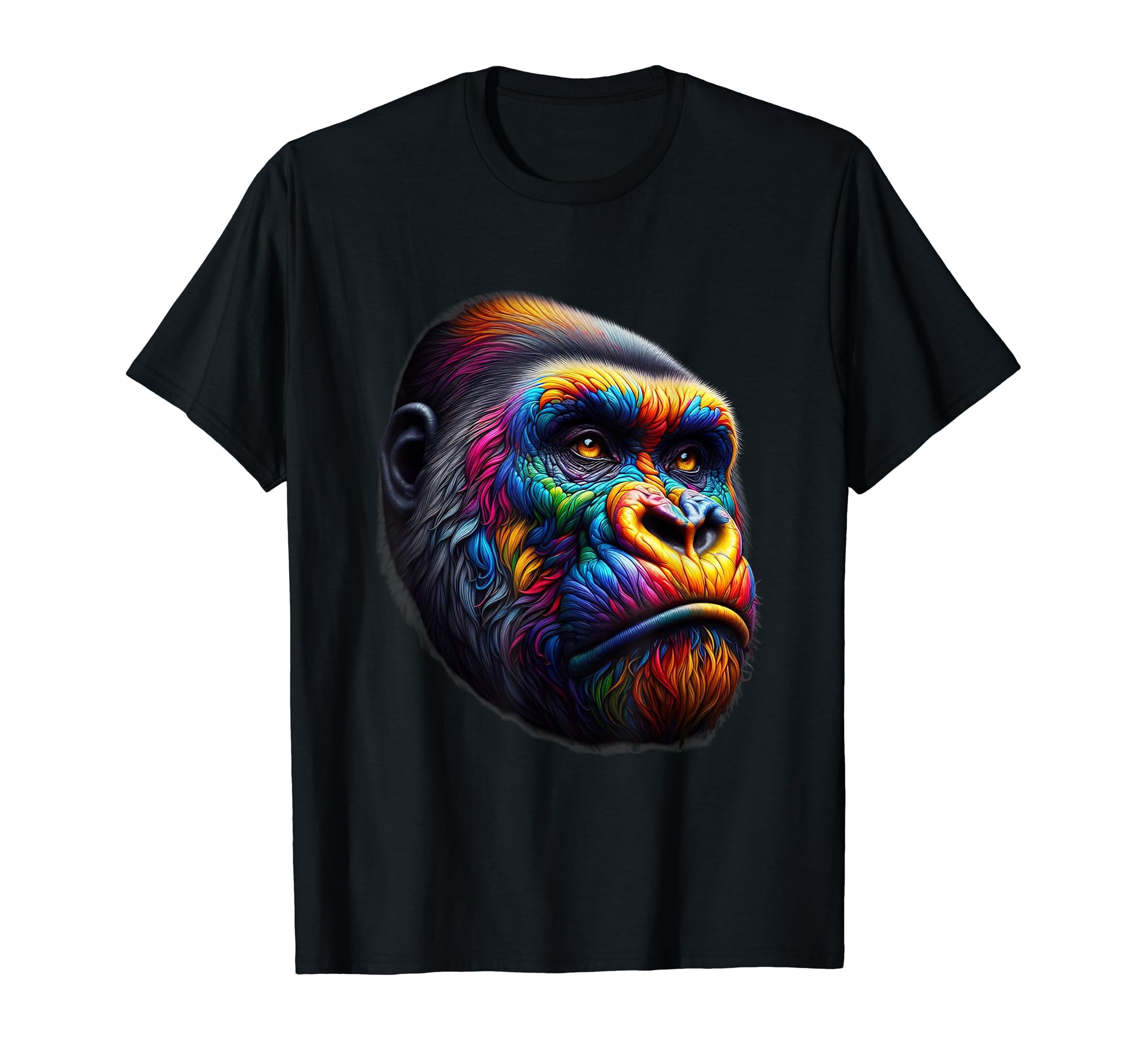 Amazon | カラフルなゴリラフェイス エイプ Tシャツ | Tシャツ 