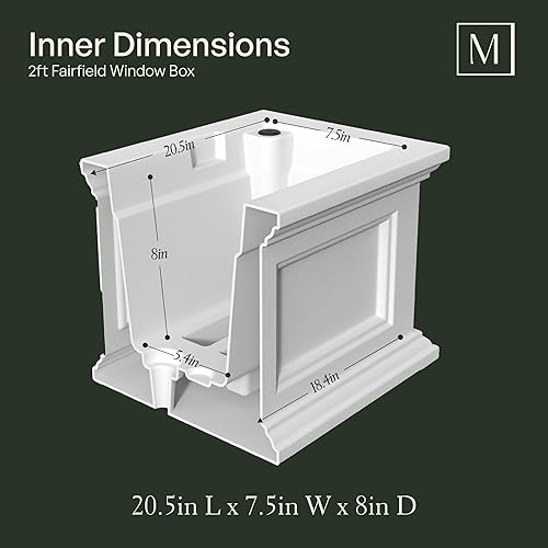 Miniatura 7 de Mayne Fairfield - Maceta con ventana de 2 pies, con riego automático, resistente a la intemperie para flores, diseño duradero para uso en