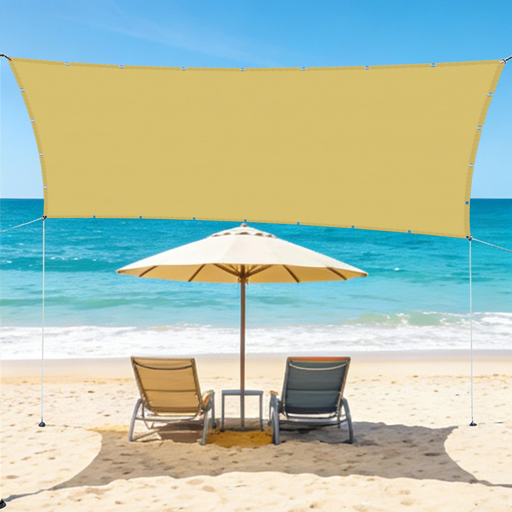Voile d'ombrage pour repas en plein air sur terrasse et jardin 6.5x8m