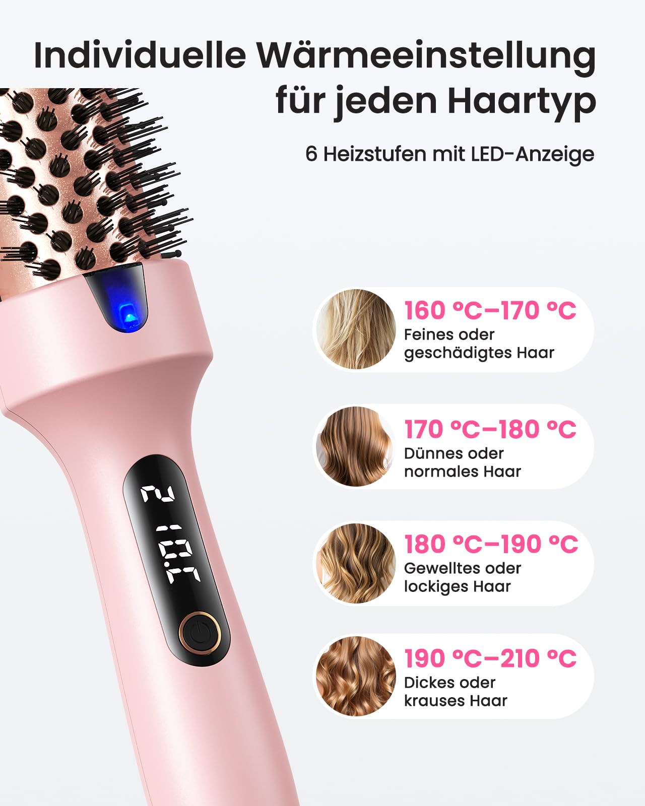 Haokoo Thermobürste 38mm für Volumen & Blowout Look, Ionische Stylingbürste