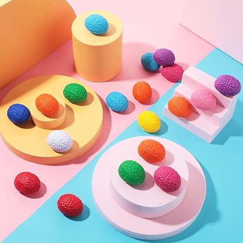 Miniatura 7 de 60 unidades de bolas de estrés cerebral a granel mini juguete en forma de cerebro PU mano ejercicio músculo bola presión para adolescentes adultos