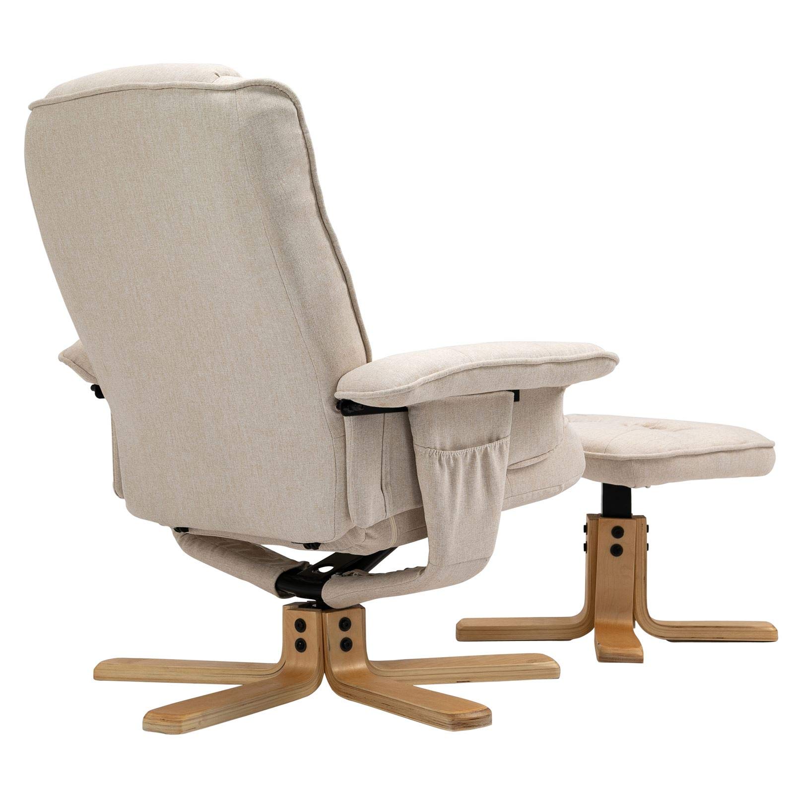 IDIMEX Relaxsessel Charly mit Hocker drehbar neigungsverstellbar beige [Max. Belastbarkeit 100 kg] für Wohnzimmer, TV-Sessel Fernsehsessel mit Liegefunktion Polstersessel und Hocker