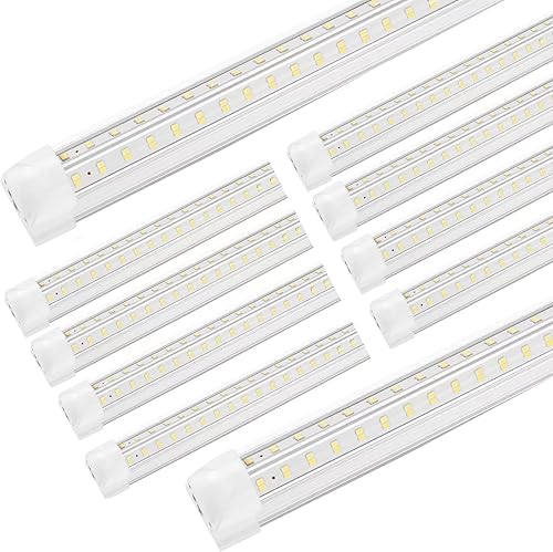 Miniatura 8 de Luces LED para Taller, Luz LED de 4FT 50W 6500K 7000LM Luz de Día, Luz LED para Garaje, Enlazable Cubierta Transparente Integrada en Forma de V para