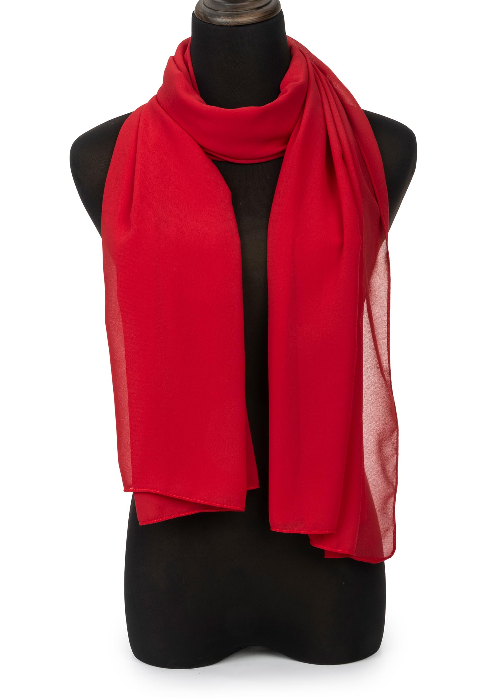 Bufandas de moda para mujer, bufandas ligeras de gasa para mujer, chal de verano, bufanda de urdimbre (70.9 in*27.6 in), Rojo - 4