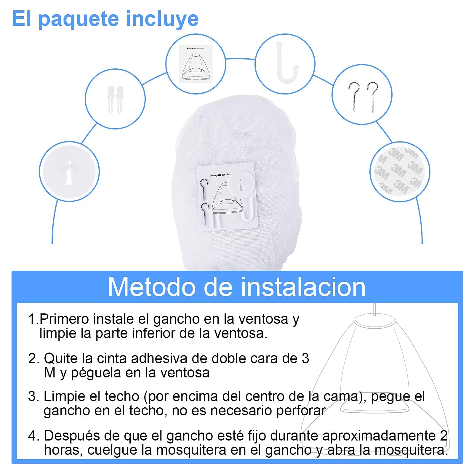 Faburo Mosquiteras Grande Universal, Mosquitera Cama Matrimonio, Mosquitera para Cama, Dosel Cama Infantil con Diseño de Cúpula, Mosquito Net para Viajar Doble Cama, para Casa y Camping