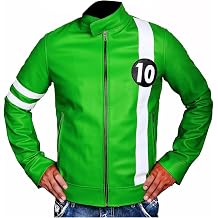 Mens Superhero Green Halloween Costume B-10 Biker Leather Jacket for Men