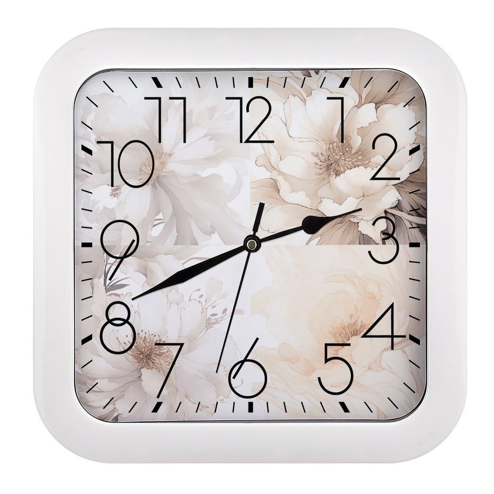 NTVOWPZO 10 Inch Wall Clock Image Battery Operated Wall Clocks Silent Non-Ticking Square Wall Clock for Living Room Kitchen Home Office Wall Decorative Clocks