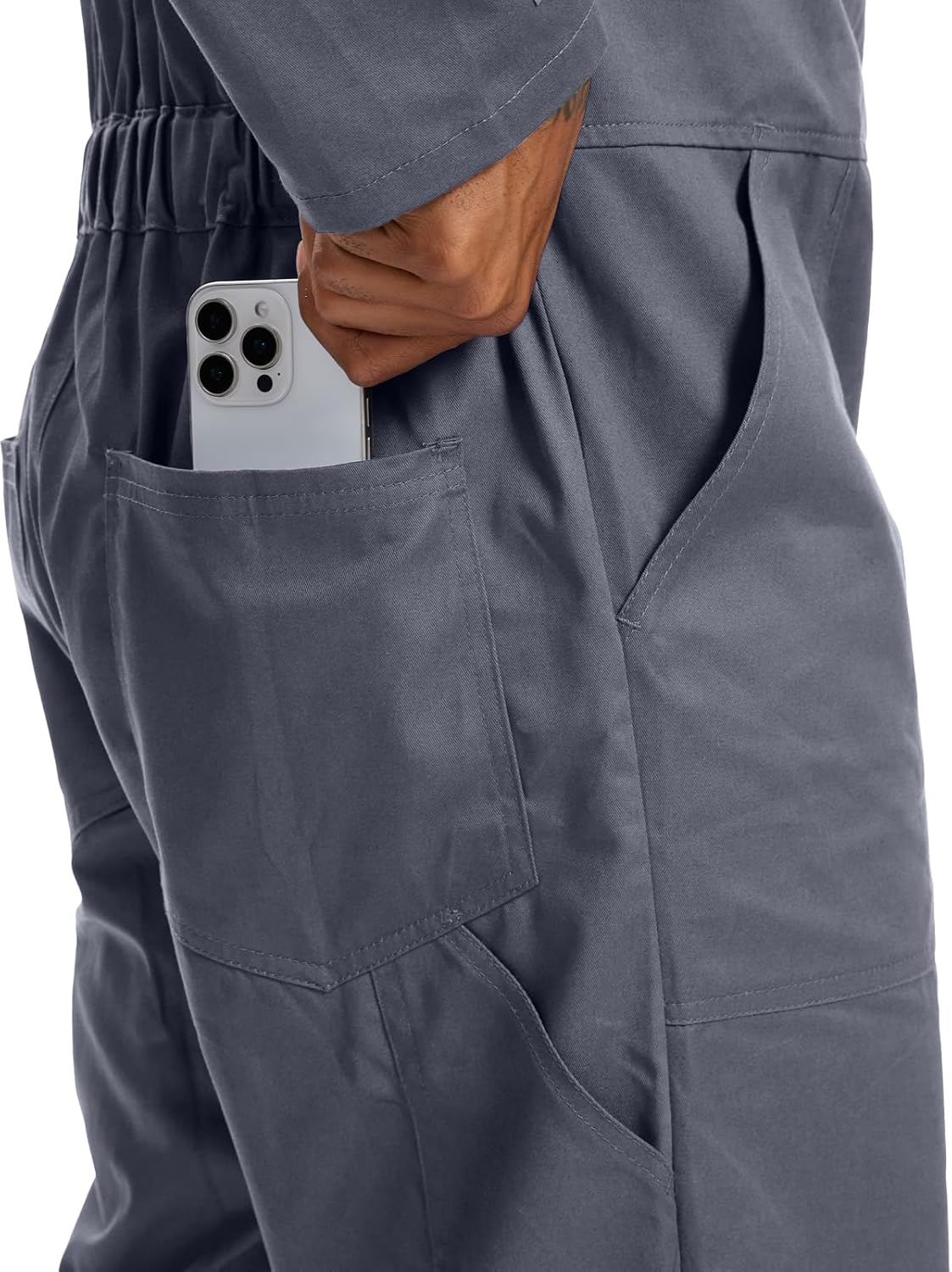 WORK IDEA Men's Coveralls Long Sleeve 100% Cotton Twill Workwear Jumpsuit Relaxed Fit - Image 4