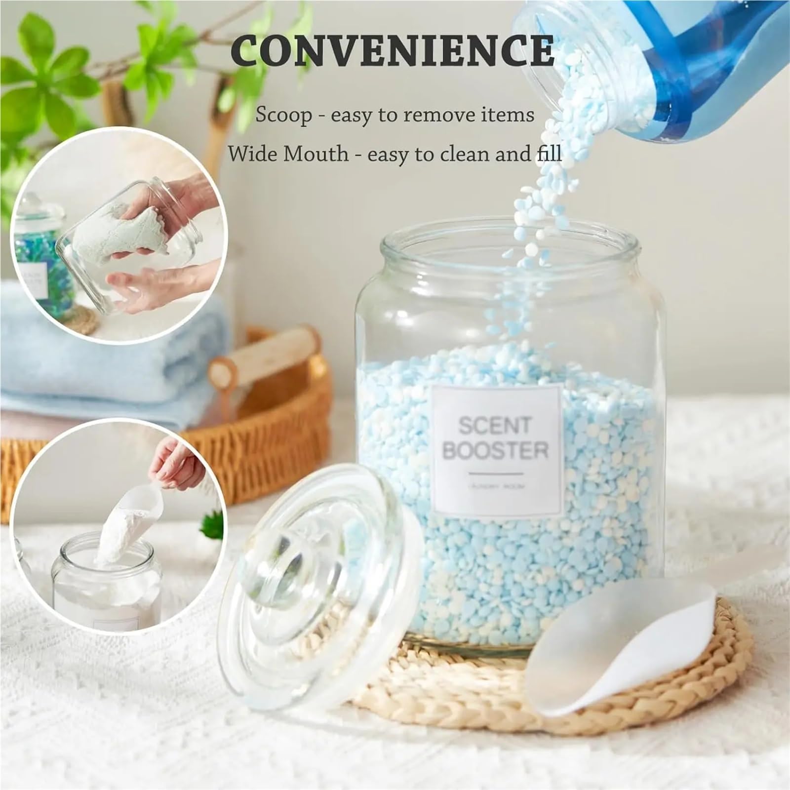 Vainas de lavandería Frascos vidrio Contenedores herméticos for organización y almacenamiento Detergentes en polvo for lavadero Para el cuarto de lavado(1PCS)