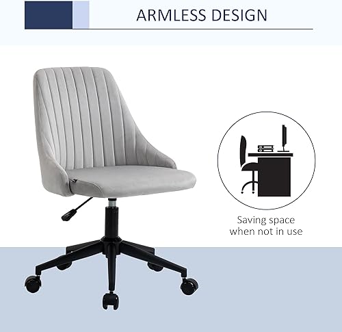 Miniatura 5 de Vinsetto Silla de oficina con respaldo medio, silla giratoria de tela de terciopelo con forma de festón para computadora para oficina en casa o