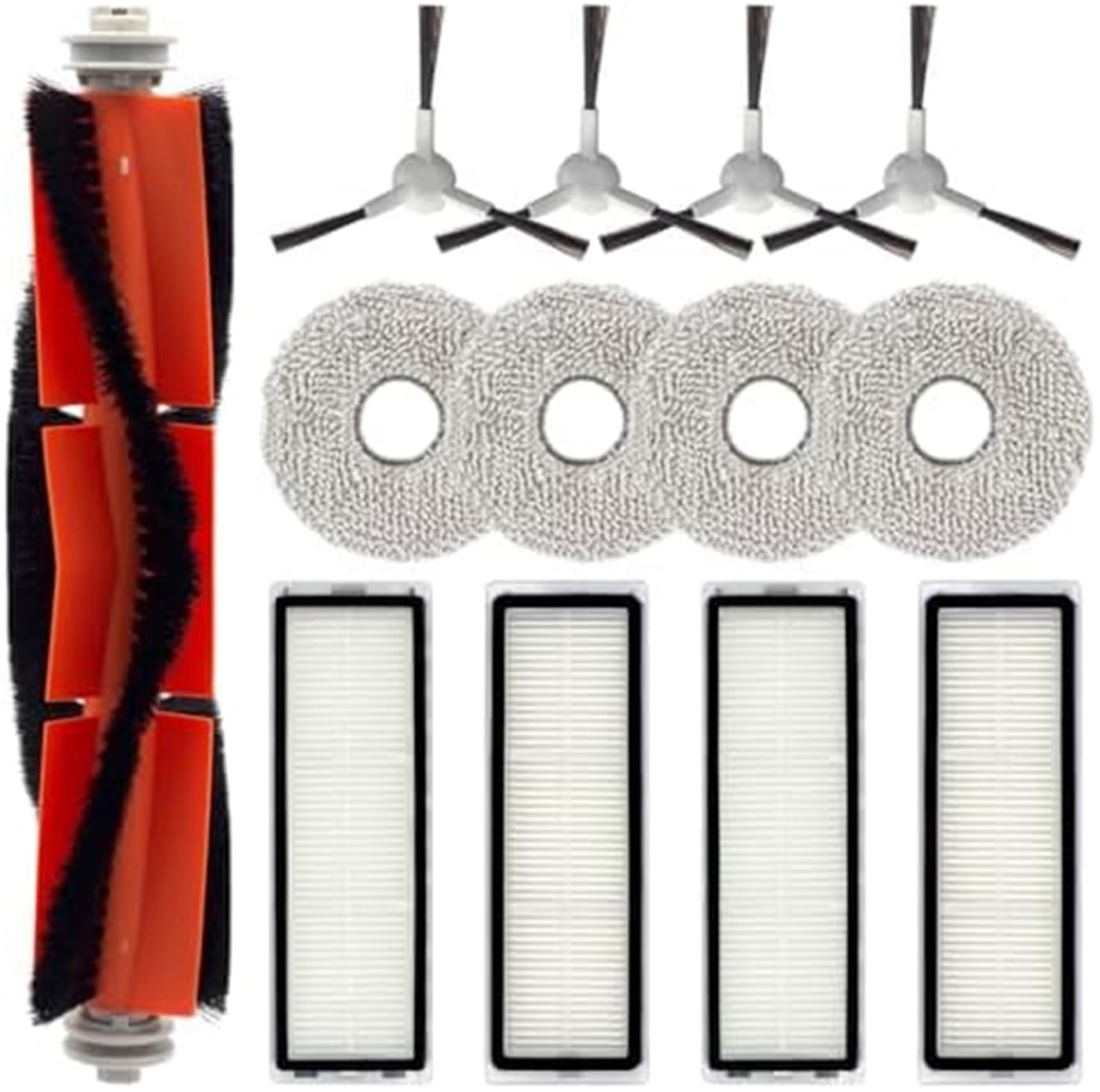 JINFOLI Robot Floor Washer Replacement Compatible Replacement Accessories Kit, for XiaoMi S10 / Plus Robot Vacuum Cleaner 1 Main Brush 4 Side Brushes Mop Cloths Hepa Filters