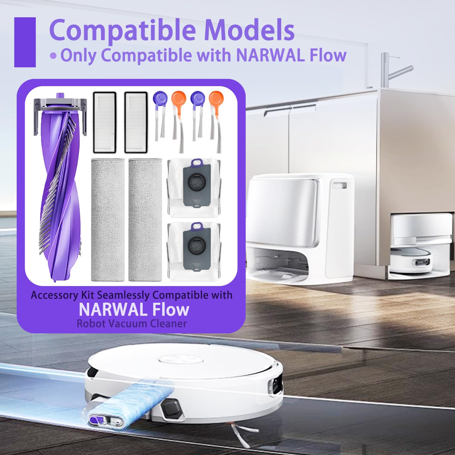 Kit Ricambio Completo Narwal Per Freo S – Filtri, Panni, Spazzole E Sacchetti Per Aspirapolvere Robot