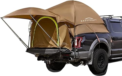 Savvycraft Tienda de Campaña para Camioneta Pickup de Tamaño Completo y Mediano, Cama Corta y Cama Larga, Impermeable P3000mm para 2 Personas, Doble