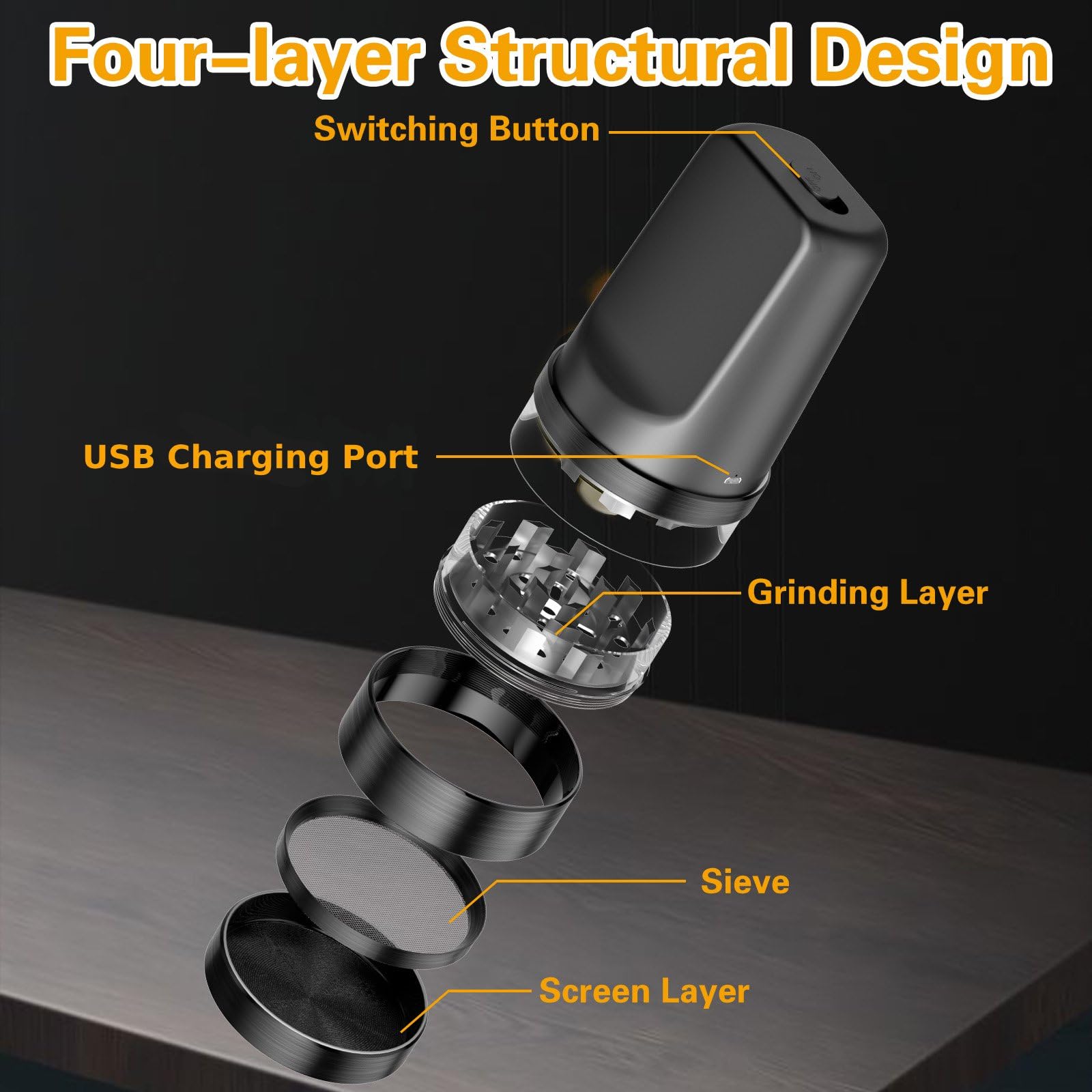 Macinino Elettrico Spezie | USB Ricaricabile | Per Erbe E Spezie | Design Compatto - Foto 4