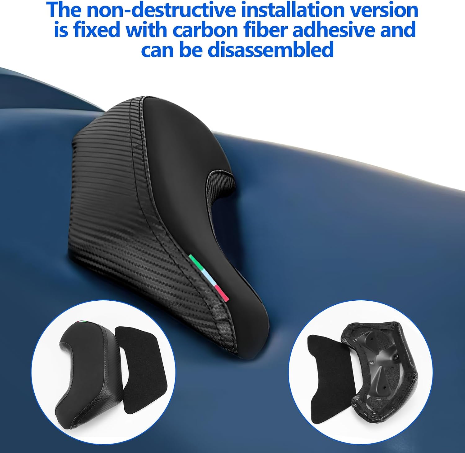 Universal Modified Motorcycle Driver Backrest Front Driver Backrest Pad with Carbon Fiber Adhesive Perforated Lumbar Support for XMAX300 NMAX125 NMAX155 XADV750 VESPA X7 Zontes 350e 350d(Black A)