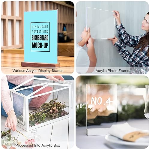 Miniatura 6 de Roowest Hoja de acrílico transparente gruesa de plástico cortado a medida, panel de tablero acrílico para grabado de manualidades (30 x 40 pulgadas,