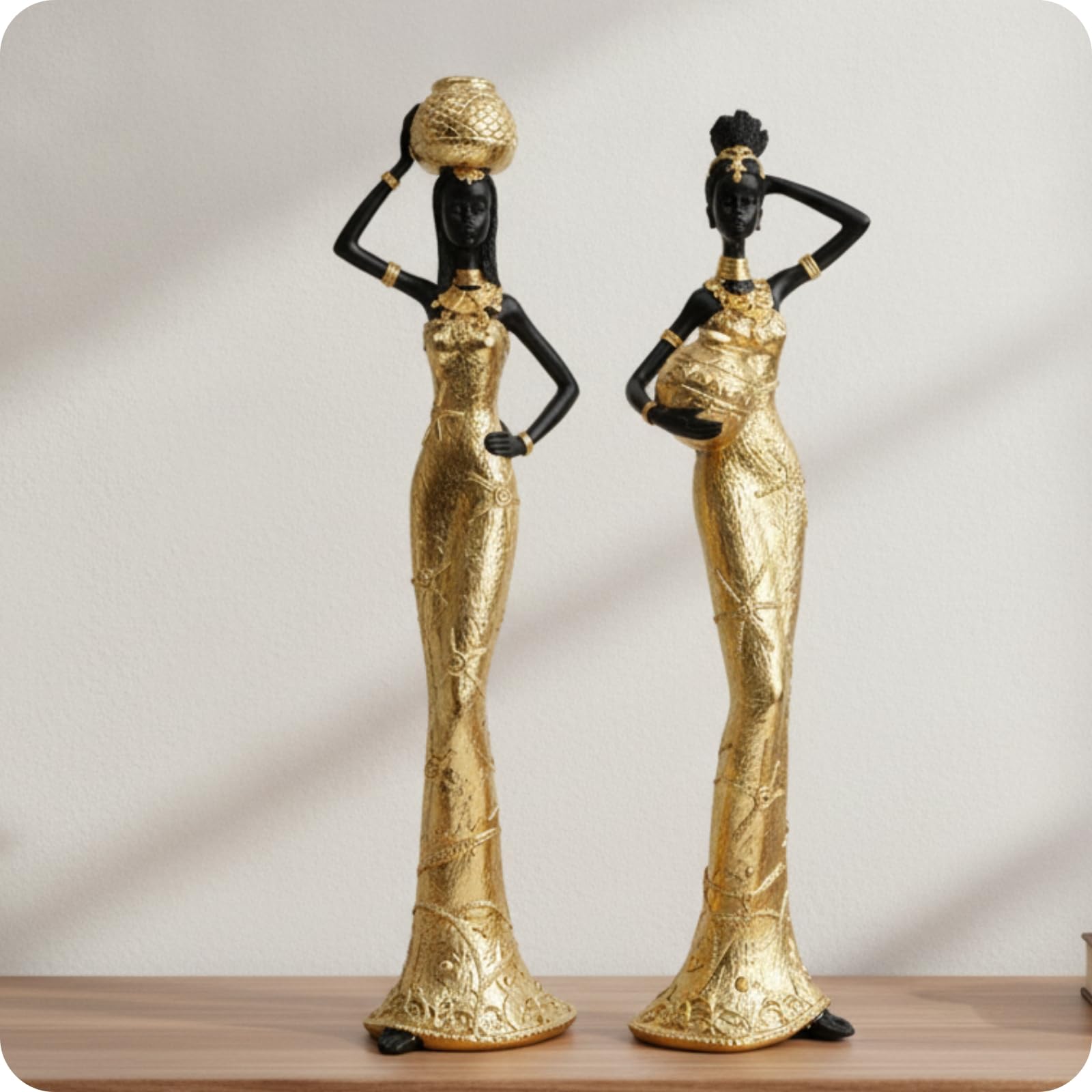 Amazon.co.jp: Xgdsnly 2 Pieces 黒人女性像 黒と金 装飾用 黒と金の