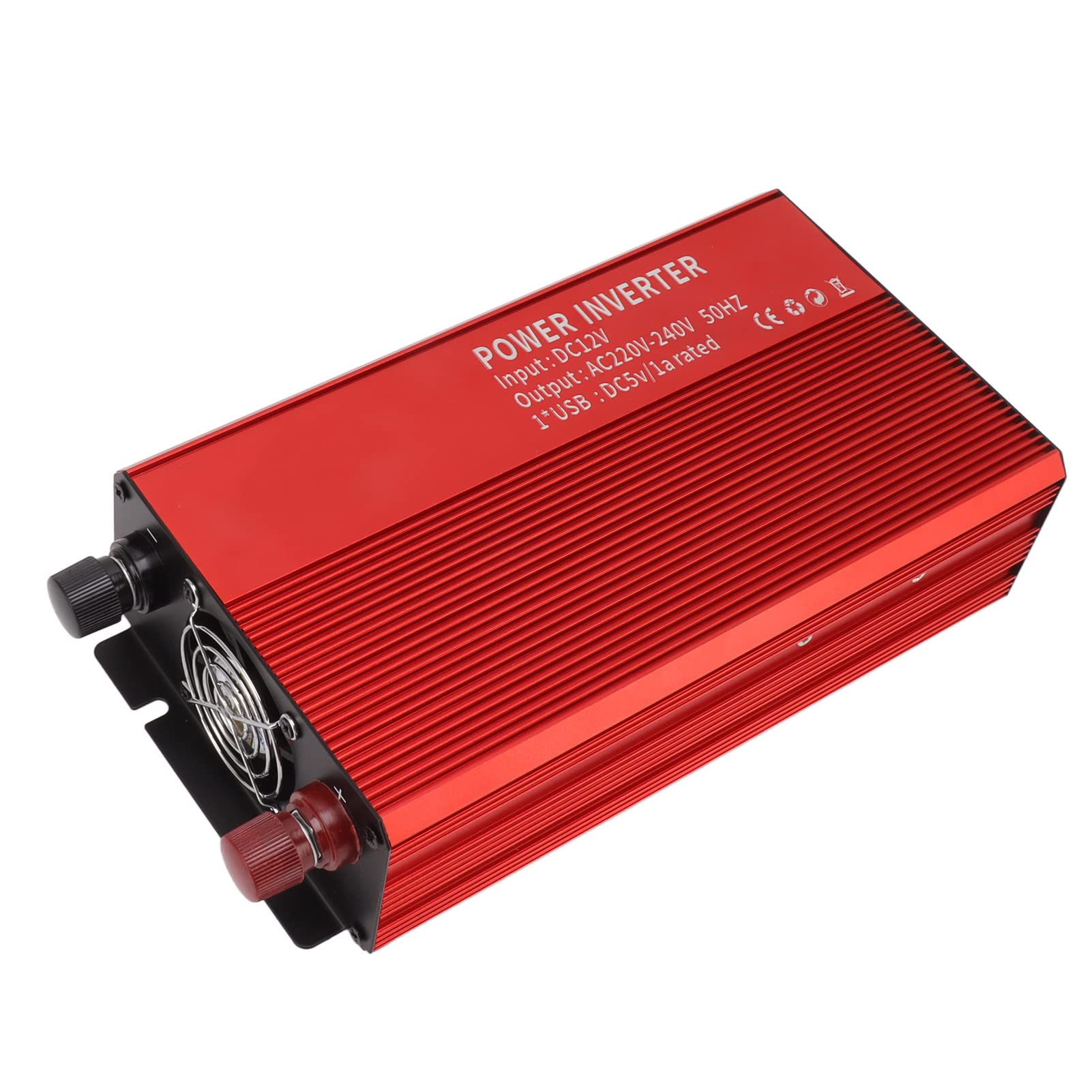 Aramox Falownik Solarny Falownik ze Stopu Aluminium 12 V do 220 V 1500 W z 2 Gniazdami Prądu Przemiennego Inteligentne Chłodzenie i Ochrona Samochodu Solar Backup Camping