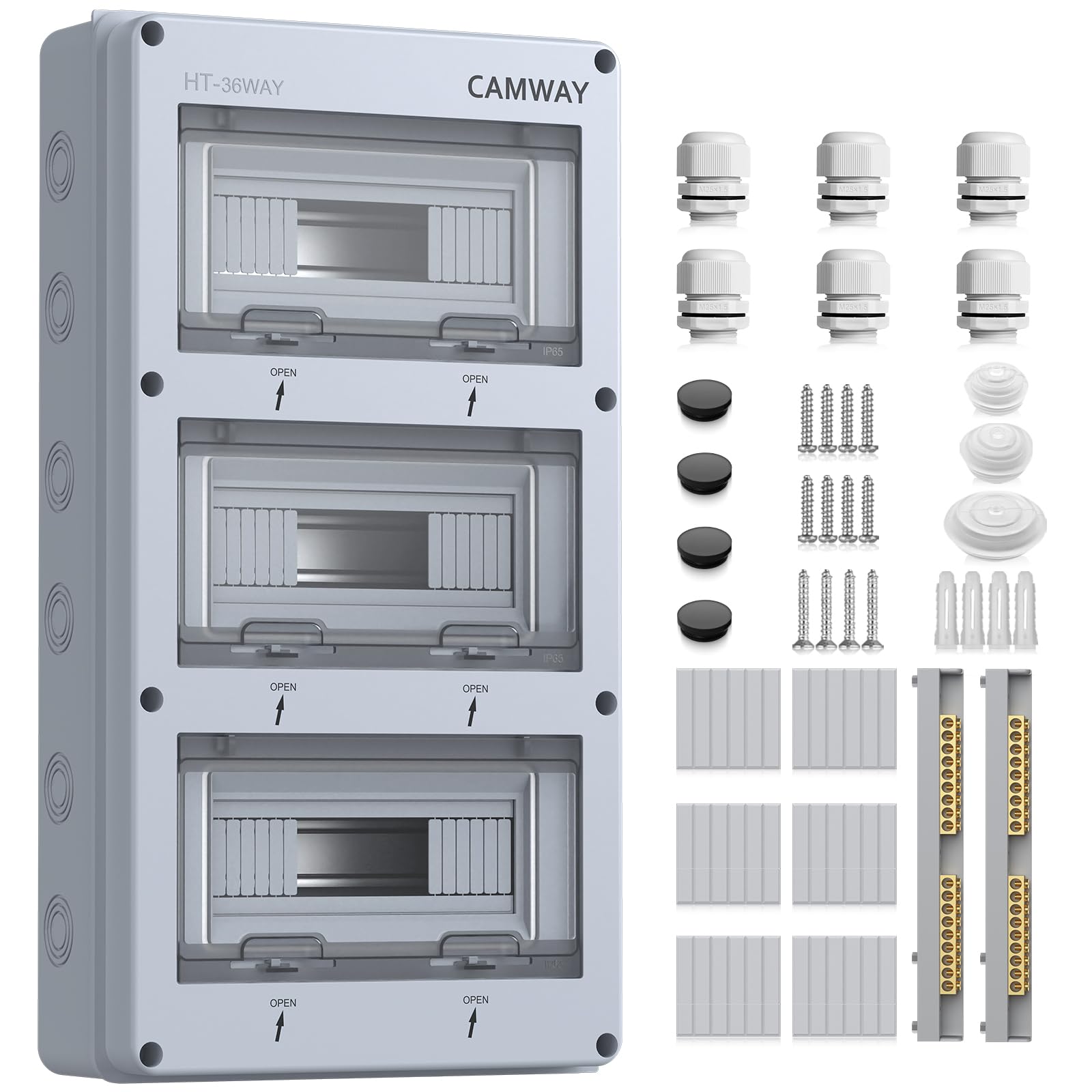 CAMWAY 36 Moduli Scatola Elettrica Esterno,Quadro Elettrico Esterno con Terminale IP65 Impermeabile per Giardino Cortile Garage