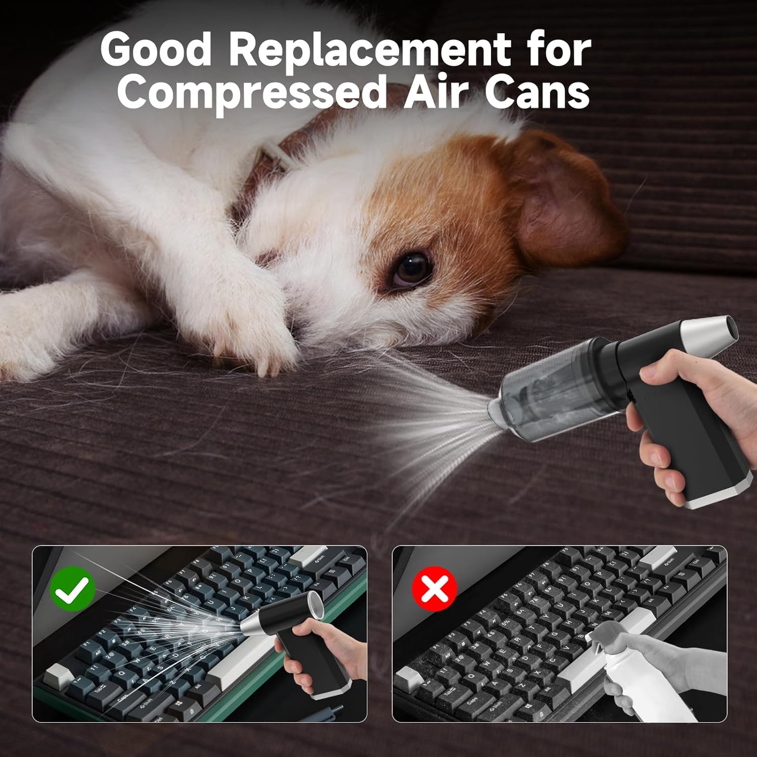 2 in 1 Electric Air Duster and Vacuum,130,000 RPM Powerful Cordless Compressed Air Duster,4 Gear Adjustable Handheld Air Blower,Rechargeable Car Vacuum for Computer,Keyboard,Electronic,Home,Outdoor - Image 5