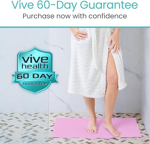 Miniatura 7 de Vive Tapete de baño antideslizante con ventosas, tapete de goma extragrande de 28 x 16 pulgadas para seguridad y comodidad, agarre patentado que