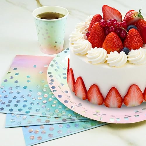 Miniatura 6 de Juego de vajilla desechable de 200 piezas en colores pastel para fiesta de cumpleaños y vajilla desechable colorida para fiesta de cumpleaños,