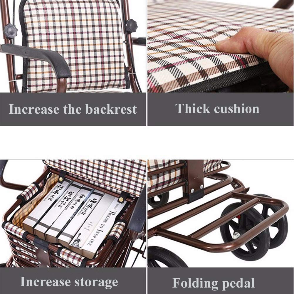 Starszy Walker, aluminiowy czterokołowy Rollator Walking Aid Lekki składany chodzik Rollator Interesting