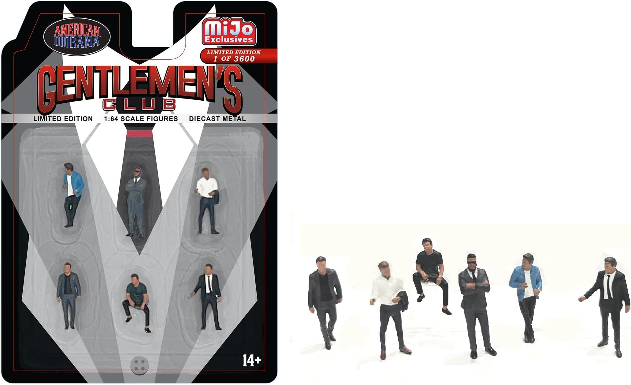 American Diorama 1:64 Figure Set - Gentlemen's Club - Set of 6 Metal Figures - Perfect for diecast Collectors and Diorama Builders