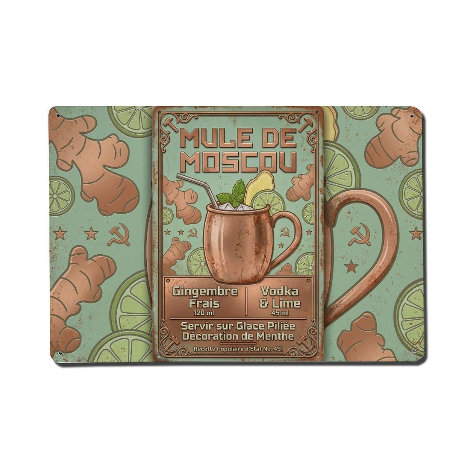 Moscow Mule Chilled Drink Metal Tin Sign Plaque Wall Decor for Cafe, Club Bar, Office, Home Garden Metal Poster 8x12Inch