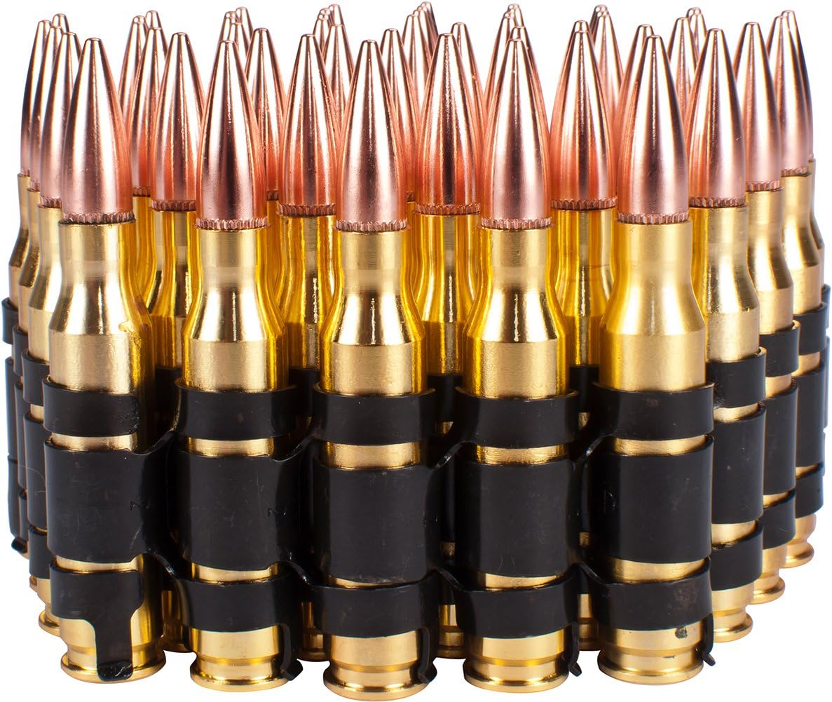 Evike - Super Realistic M60 7.62 Linked Dummy Round Belt (Fake Dummy Airsoft Shell/Rounds) - Set of 12
