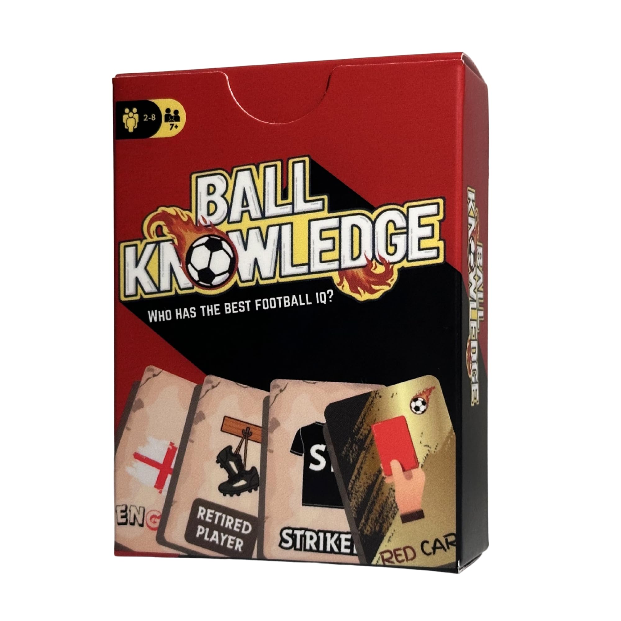 Ball Knowledge, The Ultimate Test of Football IQ, Football Trivia Card Game for Kids and Adults, Fast-Paced Card Game for Games Night, 2–8 Players, Ages 7+