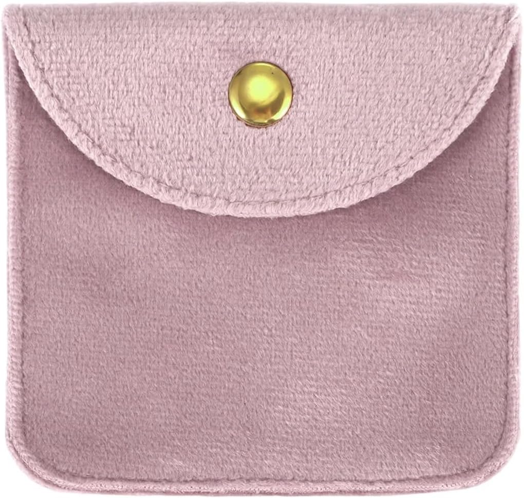 35pcs Short Plush Jewelry Packaging Bag Buckle Ring Earring Bracelet Necklace Storage Wedding Party Chic Gift(Pink)