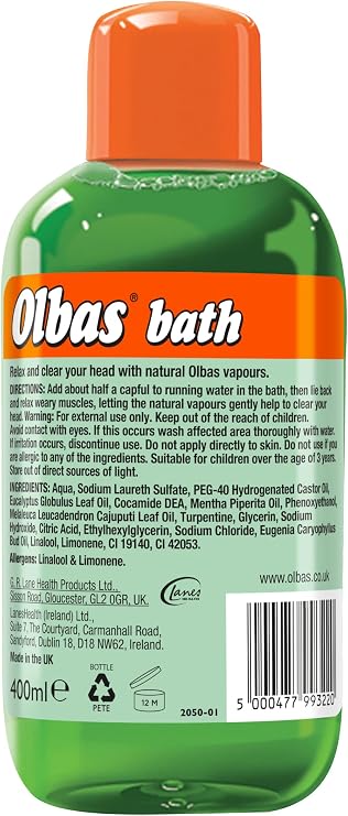 Olbas Bath 400ml – Aromatic Bath Soak for Relaxing Bath Time Comfort & Refreshing Vapours (Pack of 2)